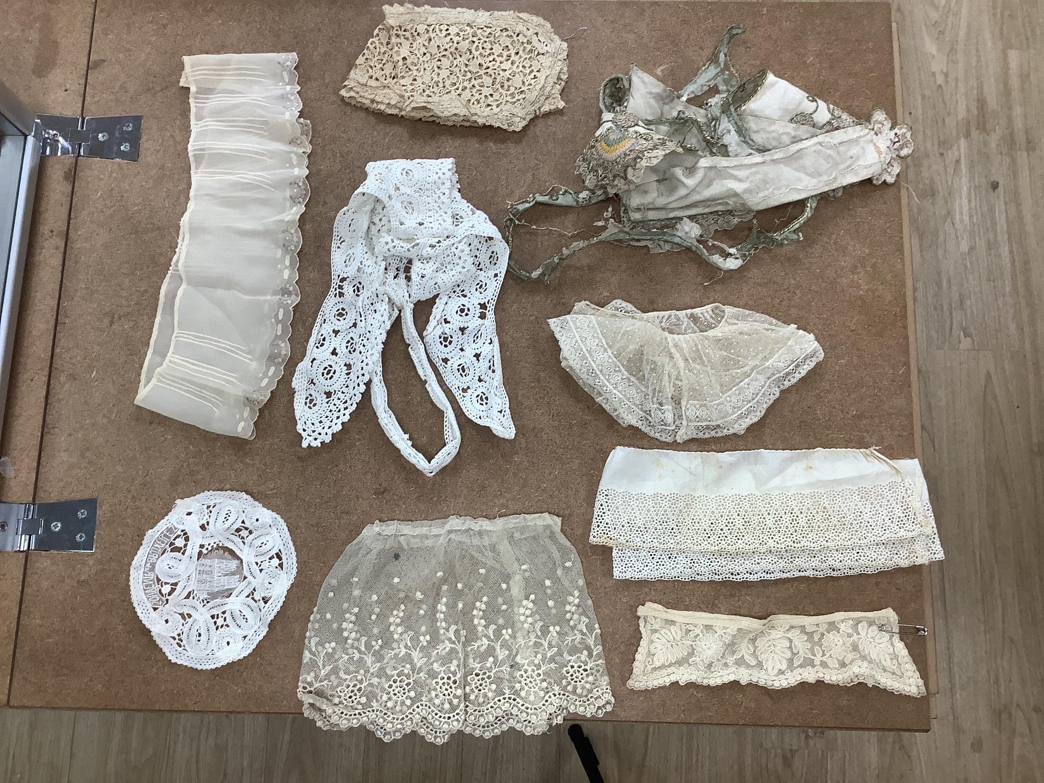 A collection of lace collars and trimmings